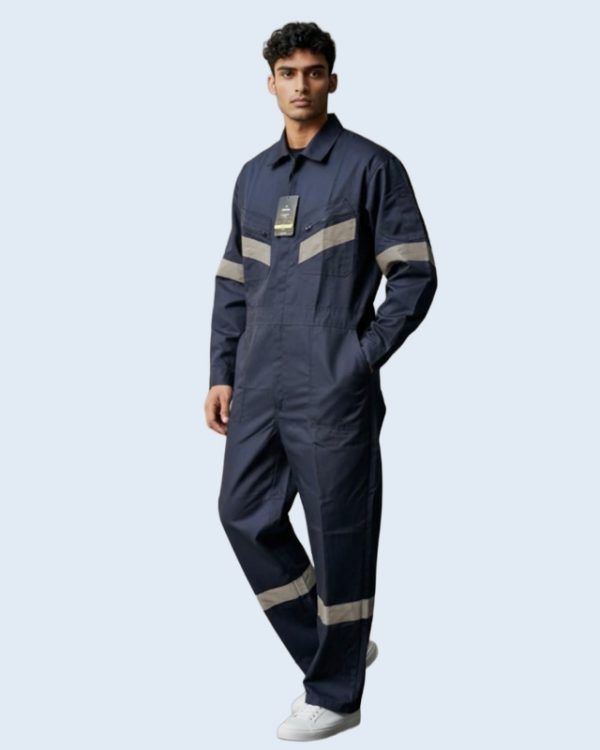 Overol de Gabardina Industrial con Aplicaciones Reflectantes